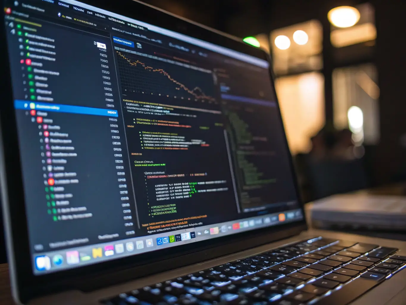 An integrated development environment (IDE) displaying a full-stack application architecture, showing the connection between frontend and backend components. The image should represent seamless integration and functionality.