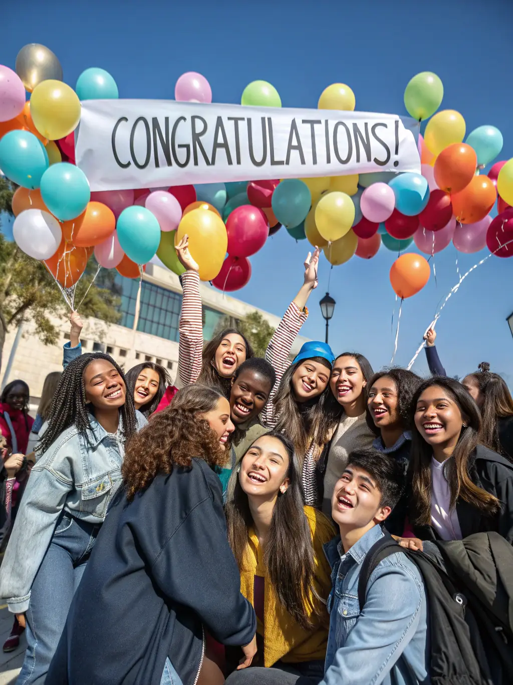 A group of students celebrating their graduation, symbolizing the career support and job placement assistance offered by WebAcademy's Full-Stack Development Course.